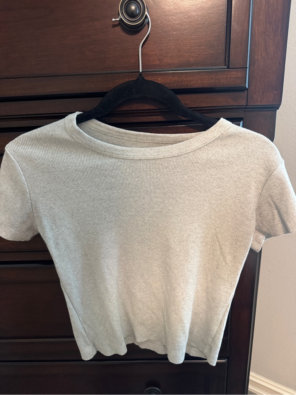 Daily Drills Light Gray Ribbed Crop Top